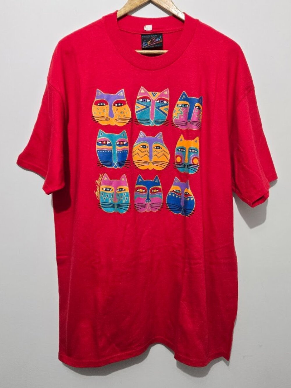 Laurel Burch Womens Vintage Short Sleeve 9 Cats Graphic TShirt Size XL Made USA